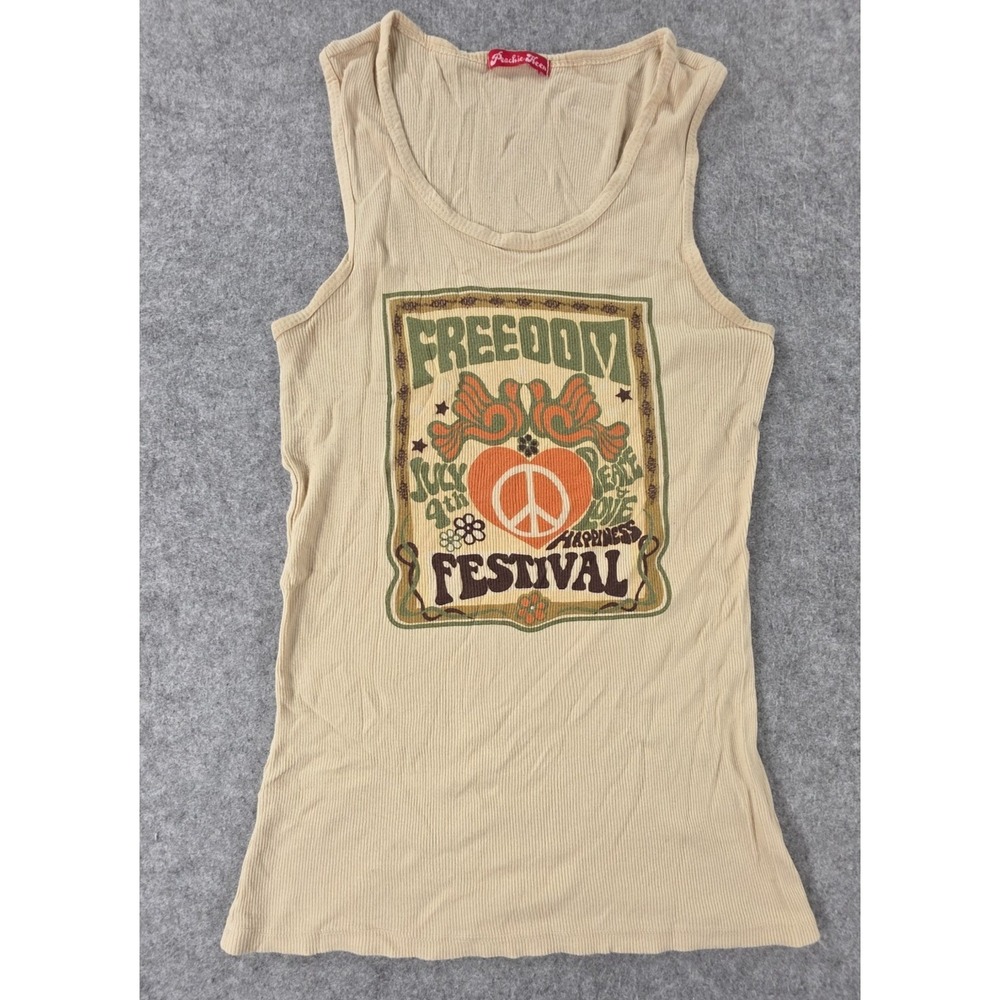 Peachie Keen Freedom Festival Peace Love graphic tank top y2k Sz L Made in USA